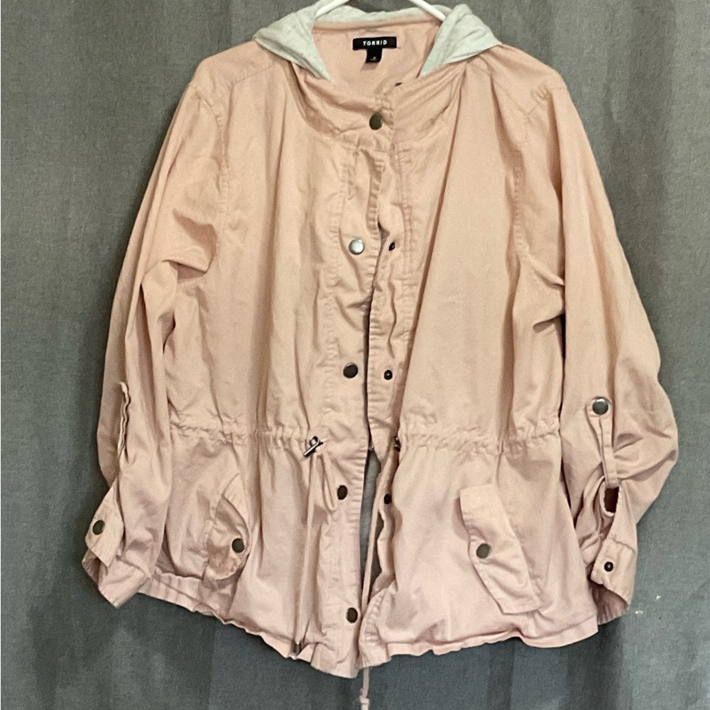 Pink jacket with grey insert Torrid size 2